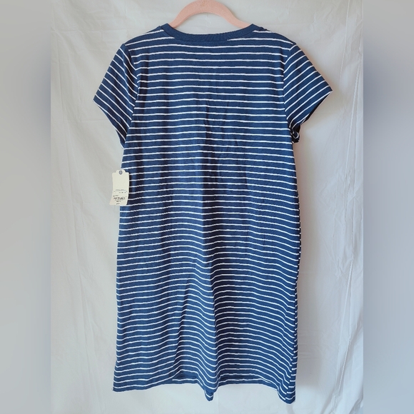 St. John's Bay Short Sleeve T-Shirt Dress With Pocket. Small. Navy White Striped - Picture 6 of 8